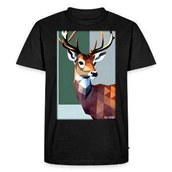 Deer Polygon Wildlife Wilderness Forest Nature Antlers - Men's Premium Organic T-Shirt - black - Front - Nico (187cm)