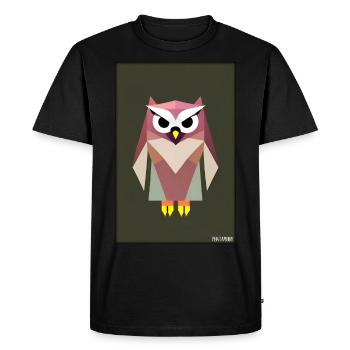 Hibou Polygone en colère Forêt Animal sauvage Nuit des oiseaux - T-shirt Premium bio Homme - noir - Devant - Nico (187cm)