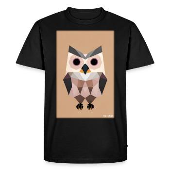 Hibou Polygone en colère Forêt Animal sauvage Nuit des oiseaux - T-shirt Premium bio Homme - noir - Devant - Nico (187cm)