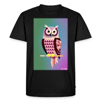 Hibou Polygone en colère Forêt Animal sauvage Nuit des oiseaux - T-shirt Premium bio Homme - noir - Devant - Nico (187cm)