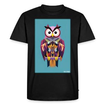 Hibou Polygone en colère Forêt Animal sauvage Nuit des oiseaux - T-shirt Premium bio Homme - noir - Devant - Nico (187cm)