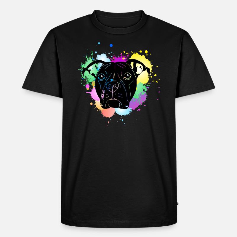 Pitbull Terrier mit Splash - Männer Premium Bio T-Shirt - Schwarz