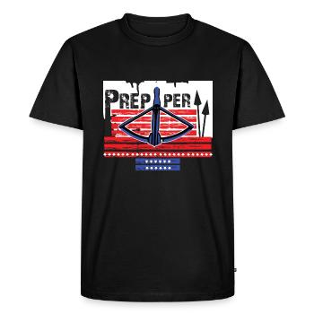 Prepper survit avec l'arbalète - T-shirt Premium bio Homme - noir - Devant - Nico (187cm)