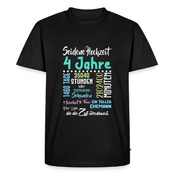 Seidene Hochzeit 4 Jahre Hochzeit Partner Feiern - Männer Premium Bio T-Shirt - Schwarz - Vorne - Nico (187cm)