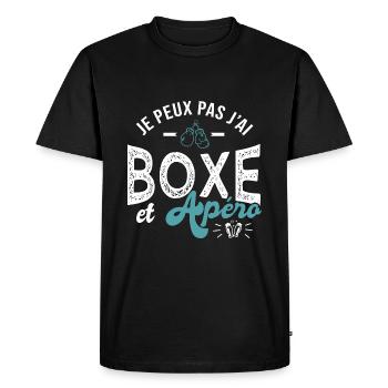 je peux pas j ai boxe et apéro Humour boxe - T-shirt Premium bio Homme - noir - Devant - Nico (187cm)