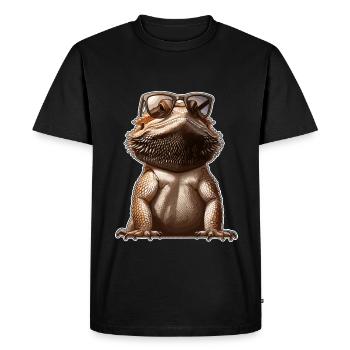 Lézard dragon barbu - T-shirt Premium bio Homme - noir - Devant - Nico (187cm)