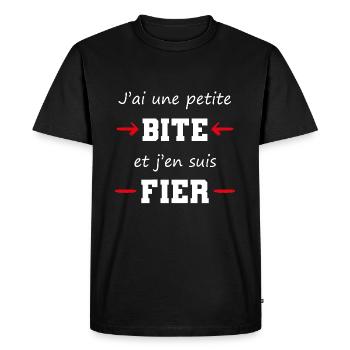 cadeau drôle pote beauf marrant petite bite - T-shirt Premium bio Homme - noir - Devant - Nico (187cm)