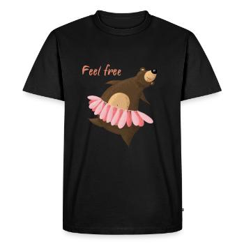 Ours dansant - T-shirt Premium bio Homme - noir - Devant - Nico (187cm)