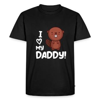 J’aime mon papa avec un doux castor - T-shirt Premium bio Homme - noir - Devant - Nico (187cm)