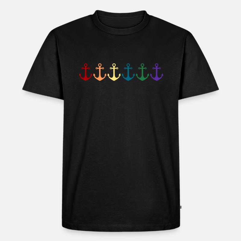 Regenbogen Anker - Männer Premium Bio T-Shirt - Schwarz