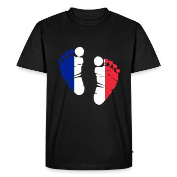 Cadeau d'empreinte du drapeau français de la France - T-shirt Premium bio Homme - noir - Devant - Nico (187cm)