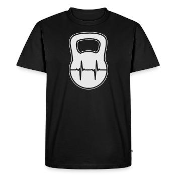 Cadeau d'ECG de battement de coeur de Kettlebell - T-shirt Premium bio Homme - noir - Devant - Nico (187cm)