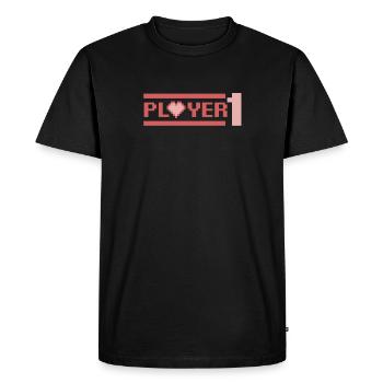 Joueur couple joueur joueur 1 - T-shirt Premium bio Homme - noir - Devant - Nico (187cm)