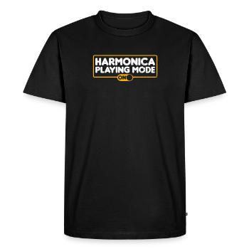 Harmonica Playing Mode On Gift - Men's Premium Organic T-Shirt - black - Front - Nico (187cm)