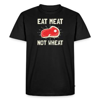 Maladie coeliaque Mangez de la viande et non du blé - T-shirt Premium bio Homme - noir - Devant - Nico (187cm)