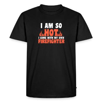 Petite amie pompier, je suis un cadeau tellement chaud - T-shirt Premium bio Homme - noir - Devant - Nico (187cm)