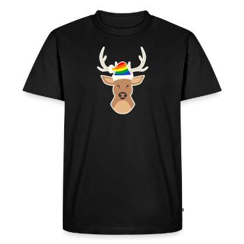 Rainbow Christmas Deer Santa Hat Cadeau - T-shirt Premium bio Homme - noir - Devant - Nico (187cm)