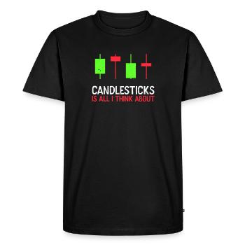 Stock Trading Pensez Candlesticks Cadeau - T-shirt Premium bio Homme - noir - Devant - Nico (187cm)