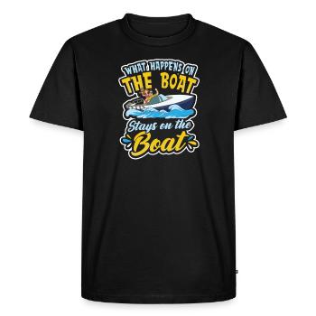 Capitaine Ce qui se passe sur le bateau reste sur le bateau - T-shirt Premium bio Homme - noir - Devant - Nico (187cm)