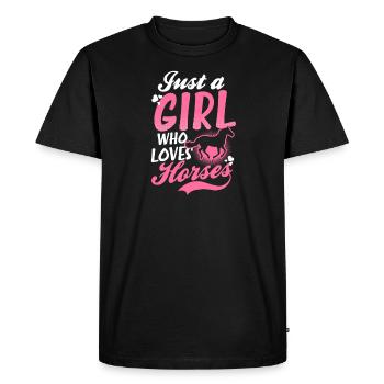 Équitation Fille qui aime les chevaux - T-shirt Premium bio Homme - noir - Devant - Nico (187cm)
