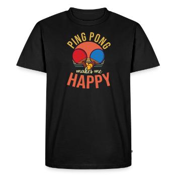 Table Tennis Ping Pong Makes Me Happy - Men's Premium Organic T-Shirt - black - Front - Nico (187cm)
