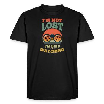 L’observation des oiseaux pas beaucoup je suis l’observation des oiseaux - T-shirt Premium bio Homme - noir - Devant - Nico (187cm)