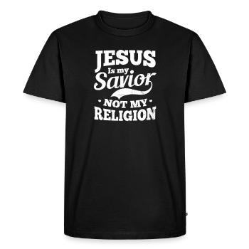 Christian Jesus Savior Not Religion - Men's Premium Organic T-Shirt - black - Front - Nico (187cm)