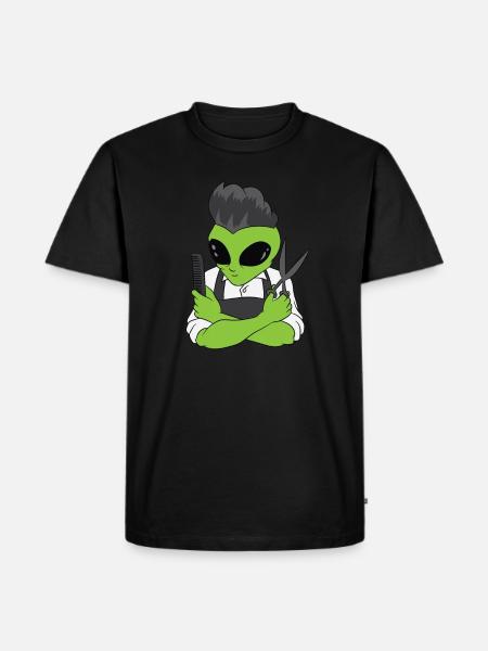 Barber Alien - Men's Premium Organic T-Shirt - black