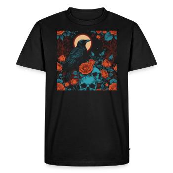 raven sitting on the skull - Men's Premium Organic T-Shirt - black - Front - Nico (187cm)