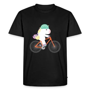 Licorne Roule à vélo - T-shirt Premium bio Homme - noir - Devant - Nico (187cm)