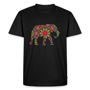 Thaïlande Éléphant Animal Cadeau Mandala Éléphant - T-shirt Premium bio Homme - noir - Devant - Nico (187cm)