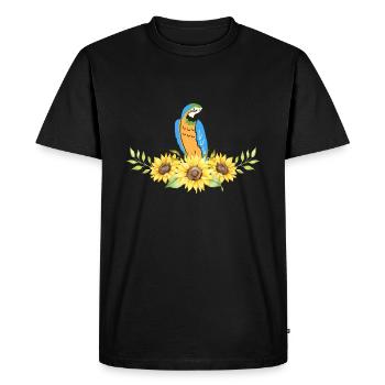 Cadeau d’oiseau animal exotique Perroquet de tournesol - T-shirt Premium bio Homme - noir - Devant - Nico (187cm)