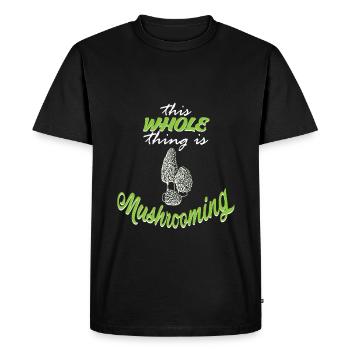 Les champignons se rassemblent dans la forêt - T-shirt Premium bio Homme - noir - Devant - Nico (187cm)