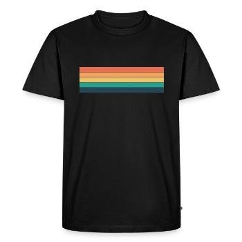 Retro stripe design in vintage colors - Men's Premium Organic T-Shirt - black - Front - Nico (187cm)
