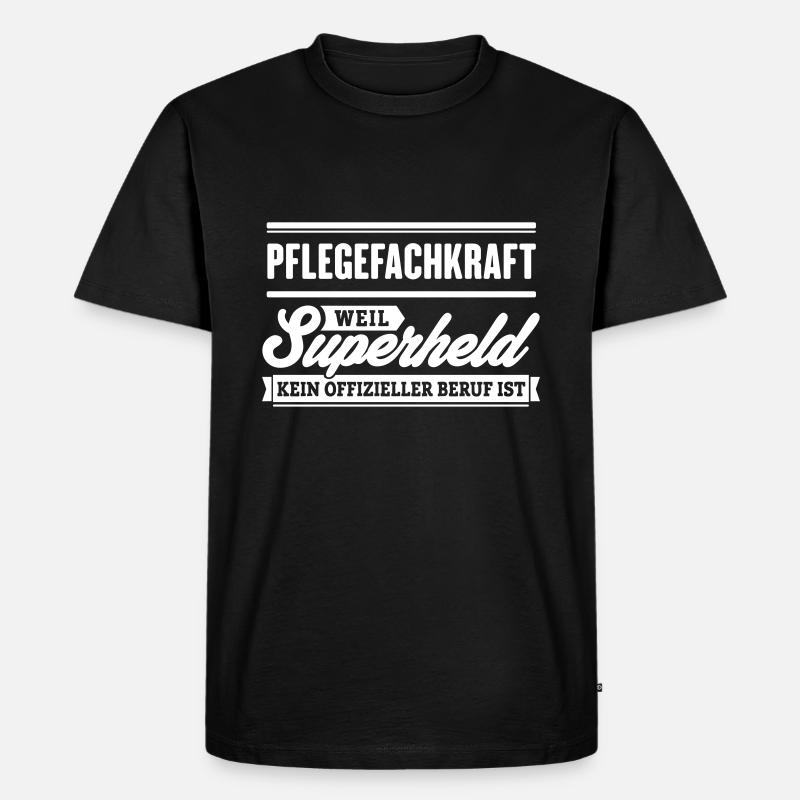 Superheld Pflegefachkraft - Männer Premium Bio T-Shirt - Schwarz