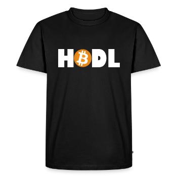 Bitcoin HODL Mode: Enabled - Men's Premium Organic T-Shirt - black - Front - Nico (187cm)