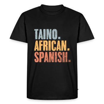Vintage Taino African Spanish A Boricua Latino - Men's Premium Organic T-Shirt - black - Front - Nico (187cm)