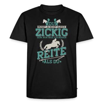 Lustiger Pferdespruch - Reiter Reiterin Pferd - Männer Premium Bio T-Shirt - Schwarz - Vorne - Nico (187cm)