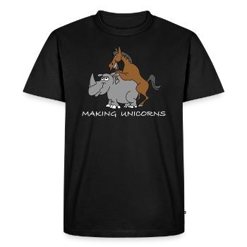 Faire des licornes | Rhinocéros, drôles de dictons - T-shirt Premium bio Homme - noir - Devant - Nico (187cm)