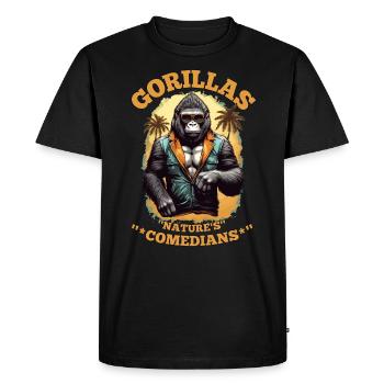 GORILLES, COMÉDIENS DE LA NATURE, GORILLE CITATION DRÔLE - T-shirt Premium bio Homme - noir - Devant - Nico (187cm)