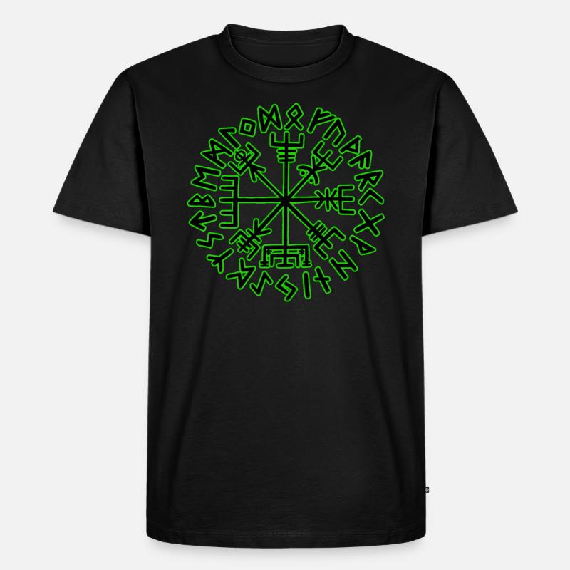 Wikinger Kompass Vegvisir - Männer Premium Bio T-Shirt - Schwarz