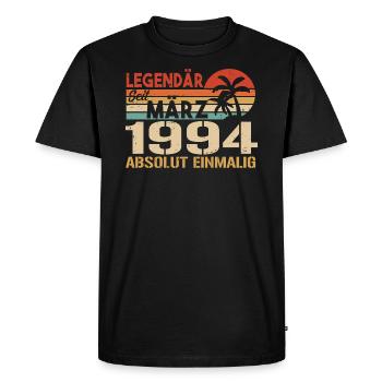 Legendary since March 1994 - absolutely unique - Men's Premium Organic T-Shirt - black - Front - Nico (187cm)