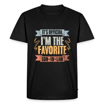 Drôle d’humour familial C’est officiel Je suis le favori - T-shirt Premium bio Homme - noir - Devant - Nico (187cm)