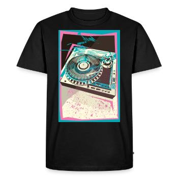 I LOVE VINYLES, Pop Art, Turntable, Platine - T-shirt Premium bio Homme - noir - Devant - Nico (187cm)