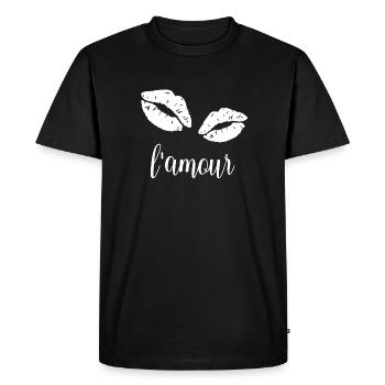 Embrasser les lèvres amour - T-shirt Premium bio Homme - noir - Devant - Nico (187cm)