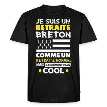 Retraité cadeau drôle retraité breton Bretagne - T-shirt Premium bio Homme - noir - Devant - Nico (187cm)