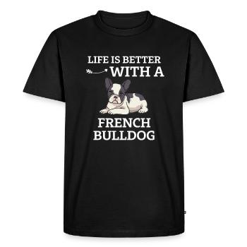 Frenchie Dogs Drôle Français Bulldog - T-shirt Premium bio Homme - noir - Devant - Nico (187cm)