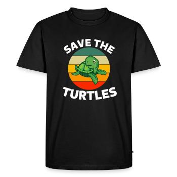 Save the Turtles Gift Retro Turtle - Men's Premium Organic T-Shirt - black - Front - Nico (187cm)