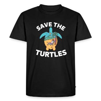 Vacances d’été Plage Animal Sauver les tortues - T-shirt Premium bio Homme - noir - Devant - Nico (187cm)