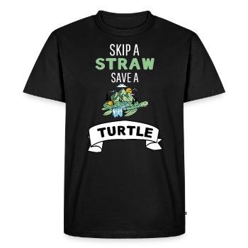 Leave a straw away save a turtle - Men's Premium Organic T-Shirt - black - Front - Nico (187cm)